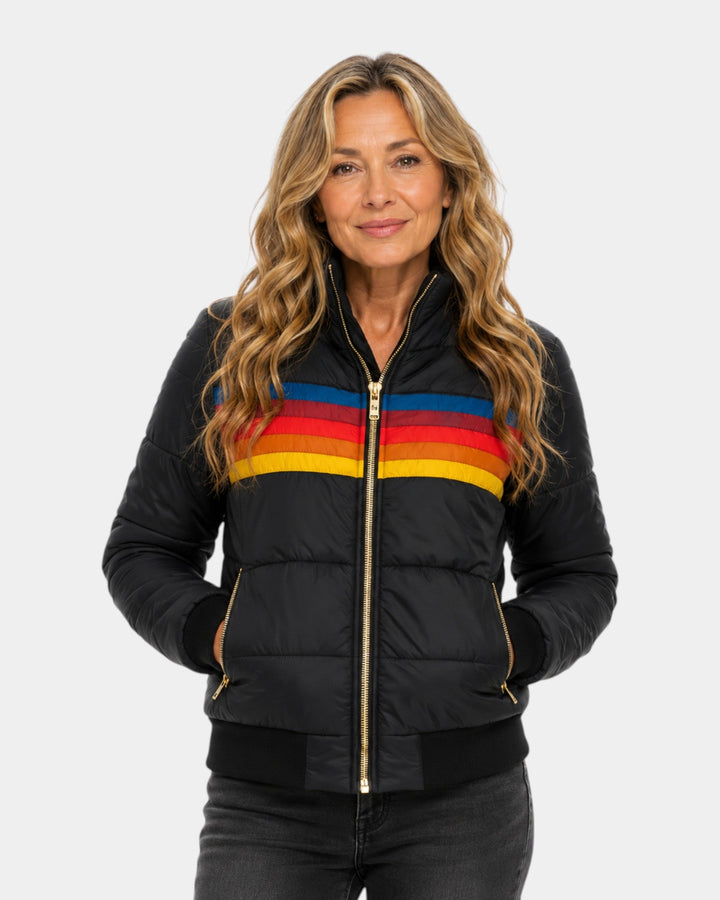 Liorisse | Chaqueta puffer retro a rayas