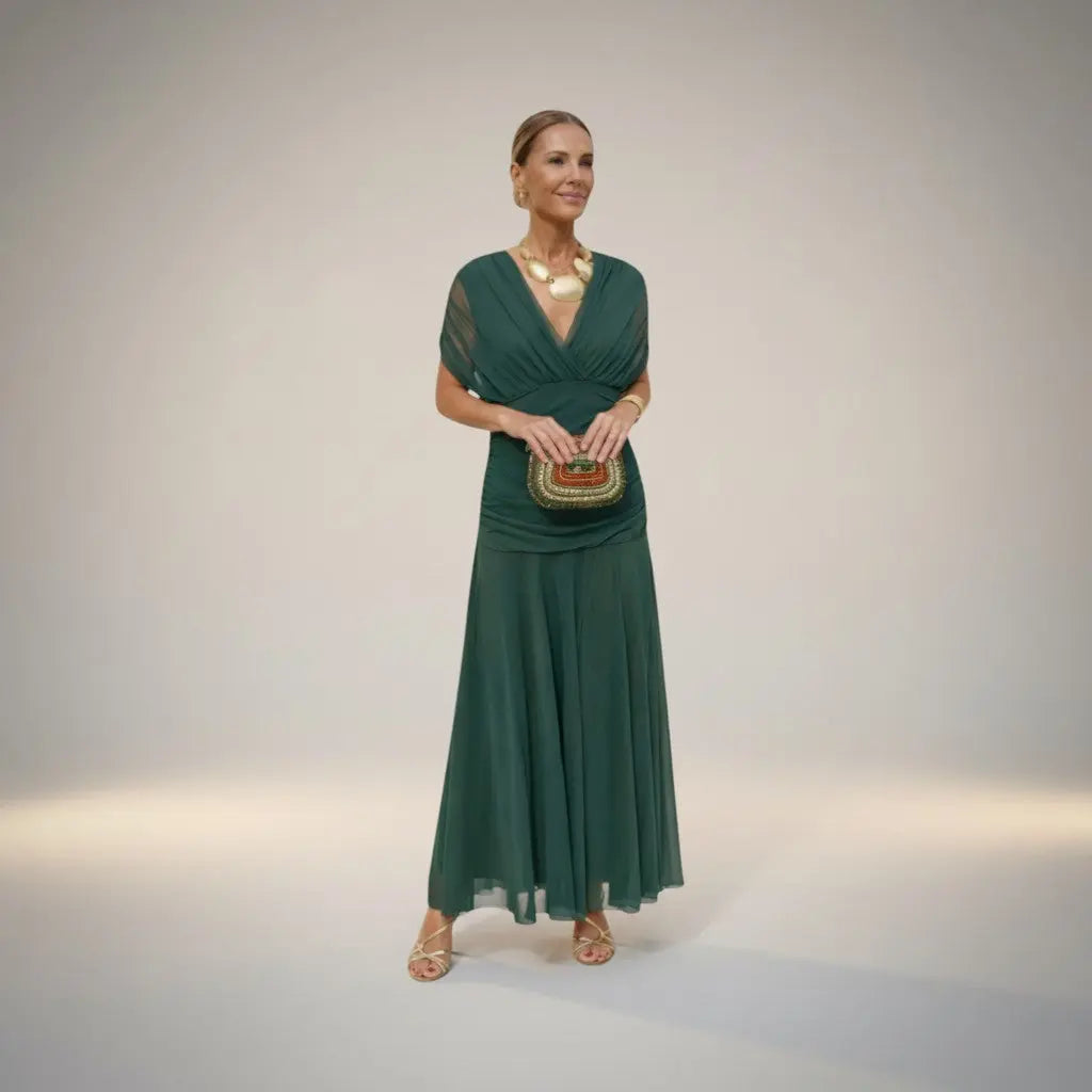 Velora - Vestido Largo Floral con Escote en V