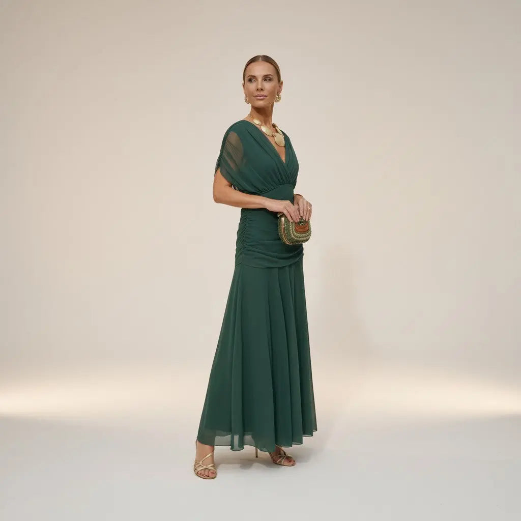 Velora - Vestido Largo Floral con Escote en V