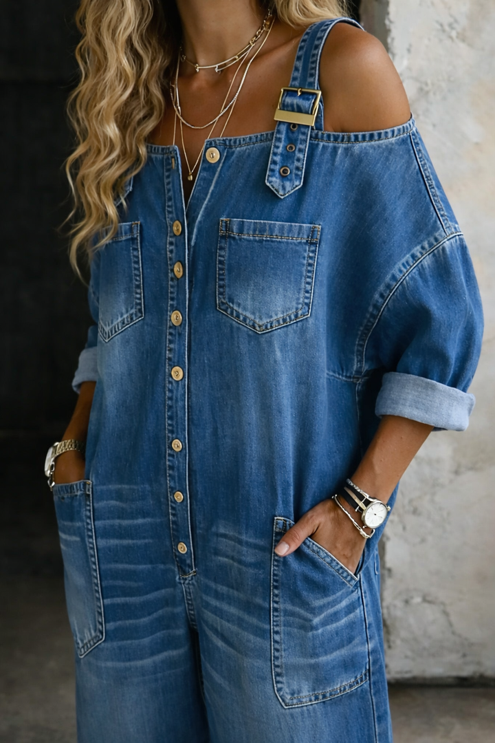 Céline - Mono de Denim Off Shoulder | Imprescindible de Temporada