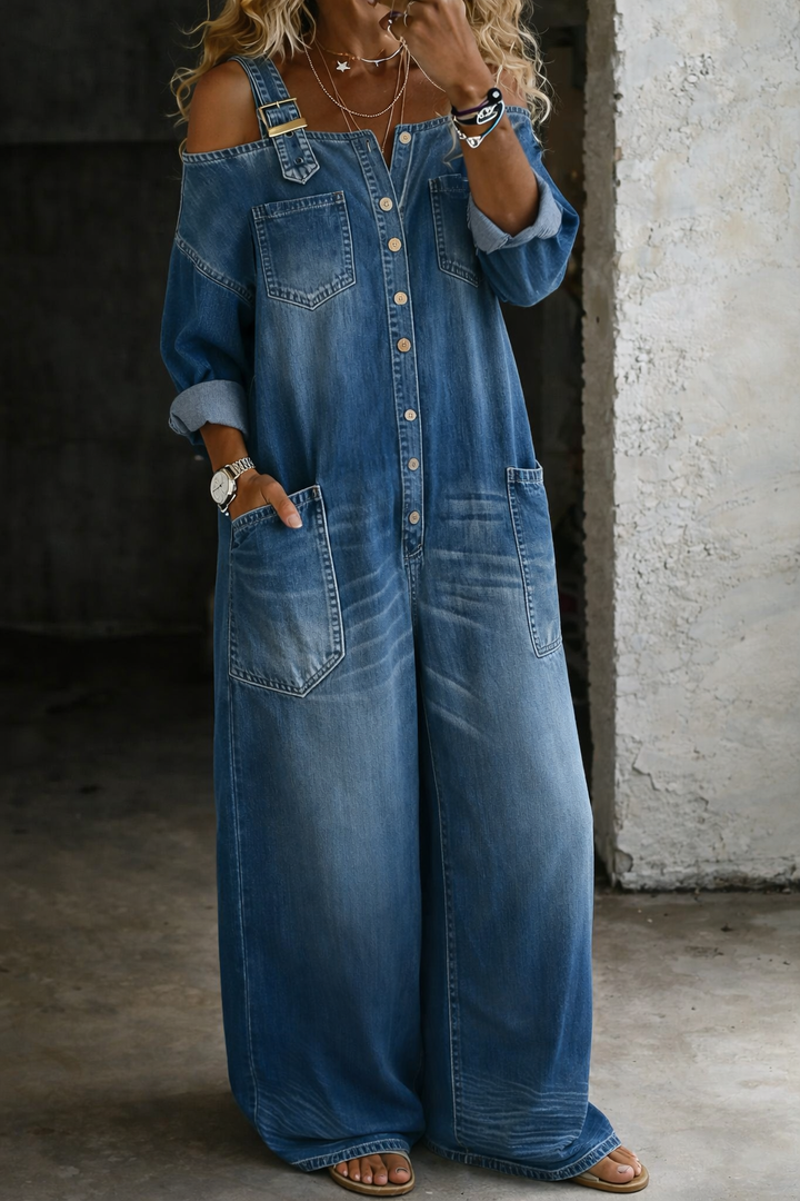 Céline - Mono de Denim Off Shoulder | Imprescindible de Temporada
