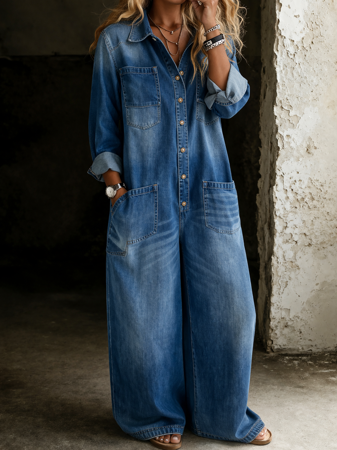 Juliette - Combinaison Descontracturada Cómoda | Total Look Vaquero