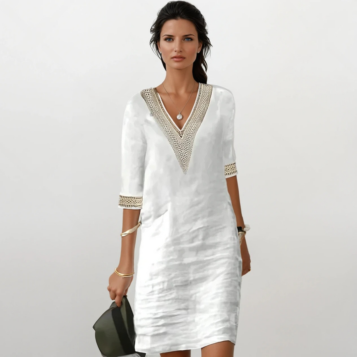 Mariana - Vestido femenino de algodón y lino