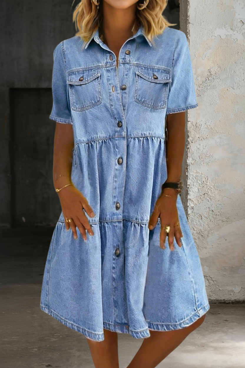 Sabine - Vestido de Jean Casual Elegante | Efecto Silueta