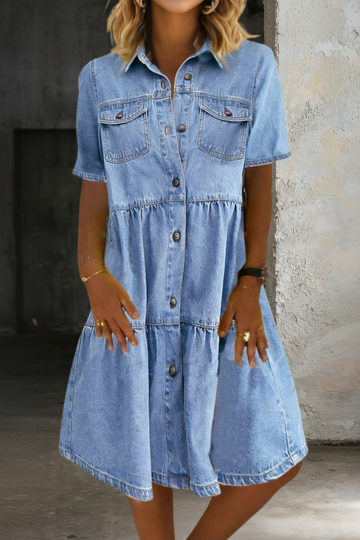 Sabine - Vestido de Jean Casual Elegante | Efecto Silueta