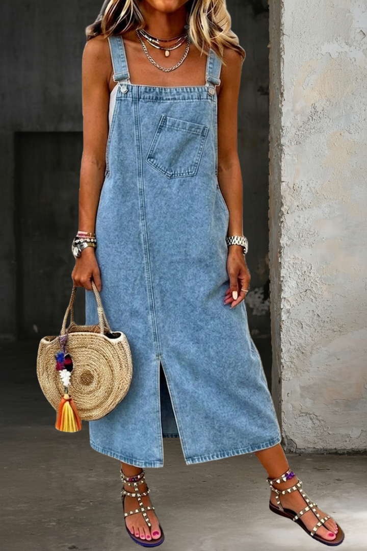 Ségolène - Vestido de Tirantes de Denim Casual | Estilo Parisino