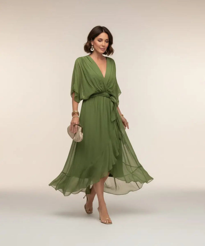 Leticia - Vestido midi con cinturilla de lazo