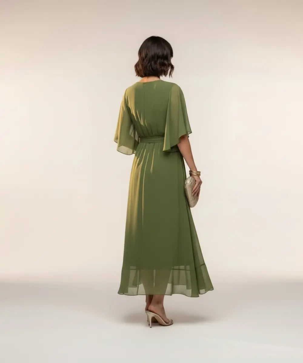 Leticia - Vestido midi con cinturilla de lazo