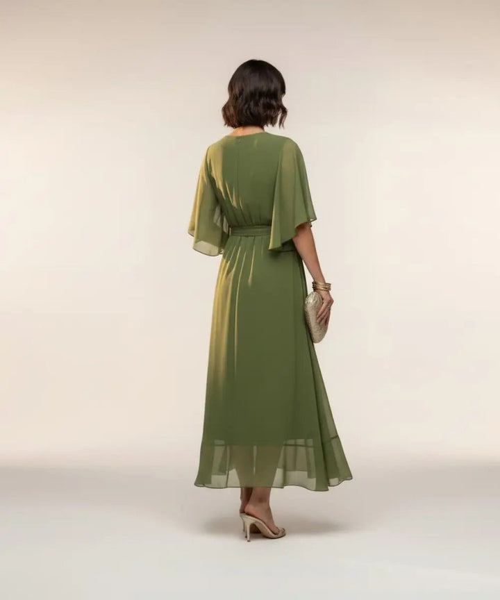 Leticia - Vestido midi con cinturilla de lazo