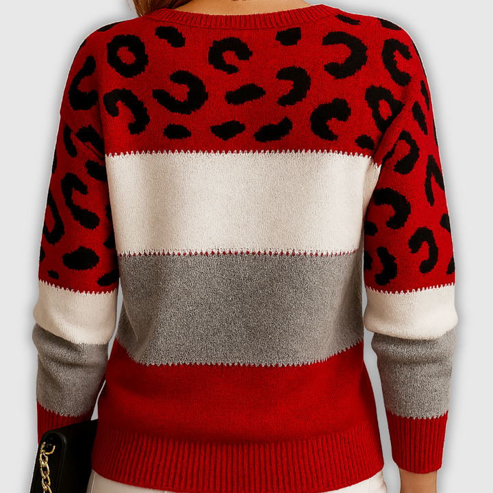 Dorothy | Jersey color block con estampado de leopardo