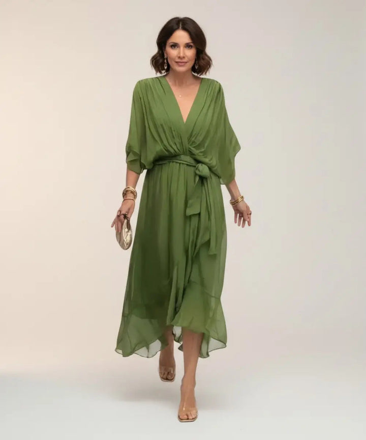 Leticia - Vestido midi con cinturilla de lazo