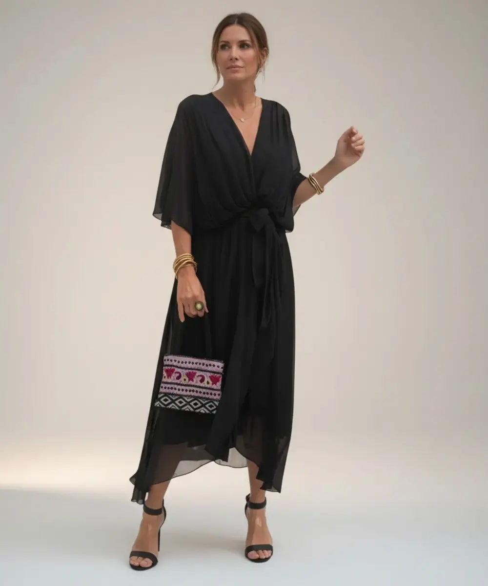 Leticia - Vestido midi con cinturilla de lazo