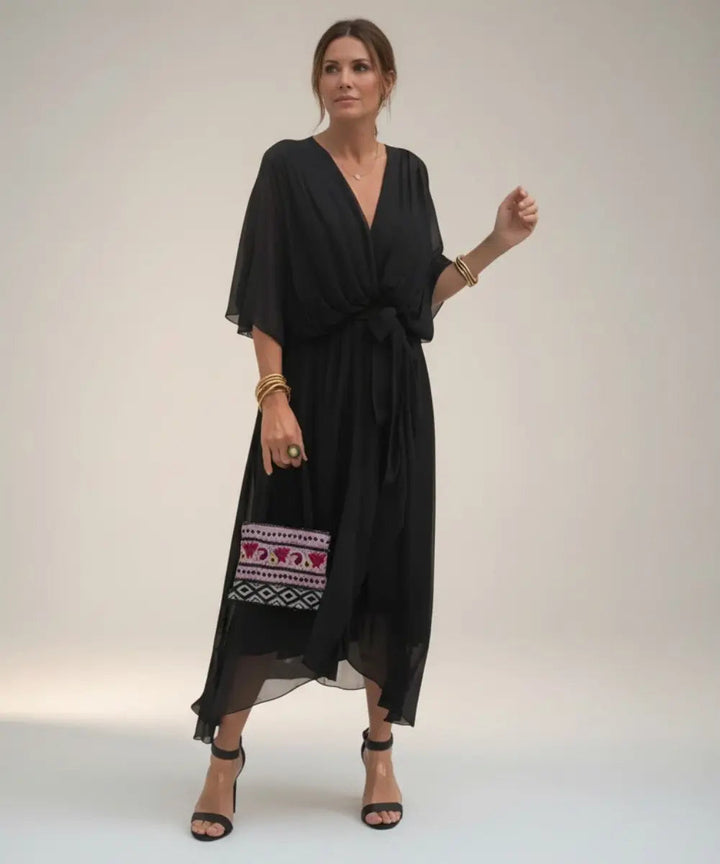 Leticia - Vestido midi con cinturilla de lazo