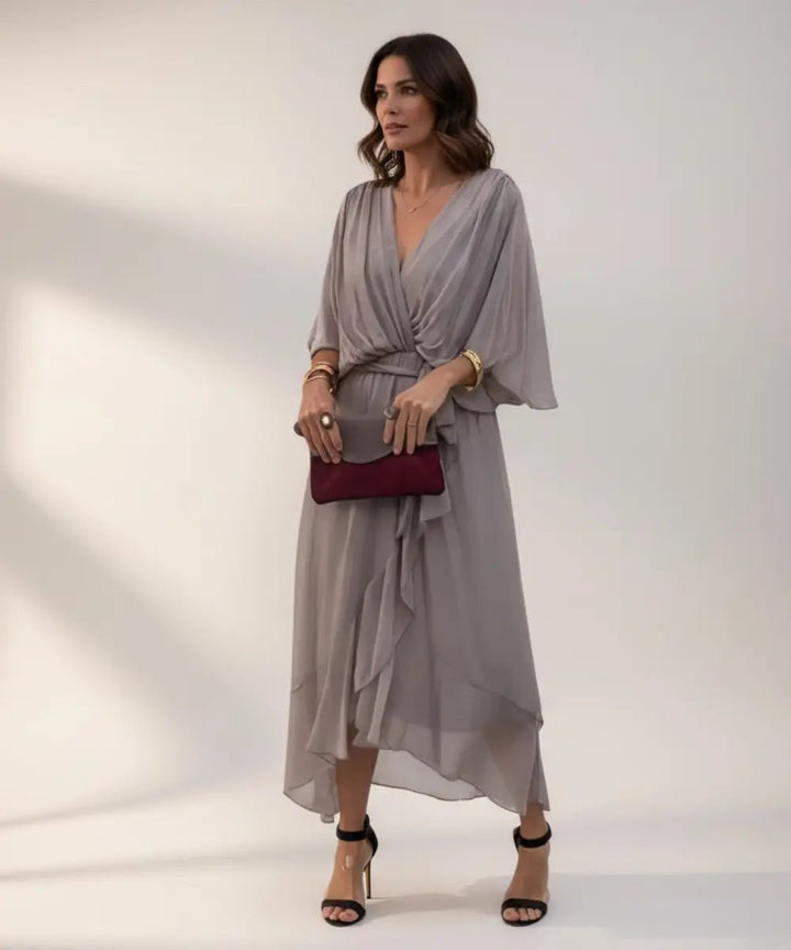 Leticia - Vestido midi con cinturilla de lazo