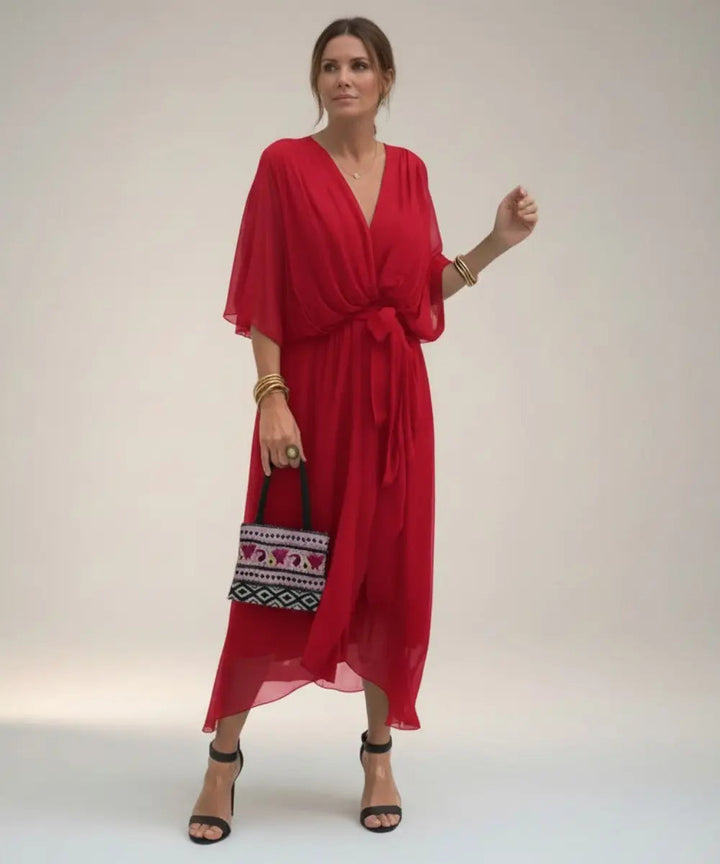 Leticia - Vestido midi con cinturilla de lazo
