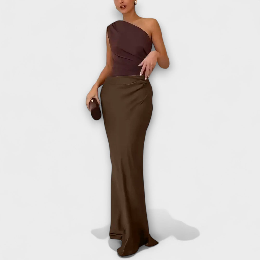 Elegante vestido maxi de un solo hombro Mujer