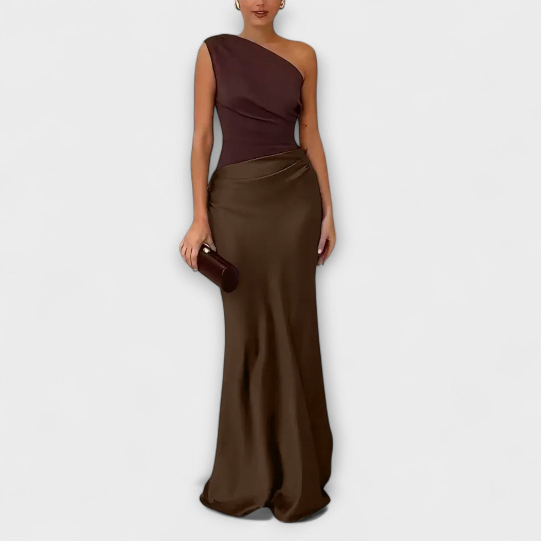 Elegante vestido maxi de un solo hombro Mujer