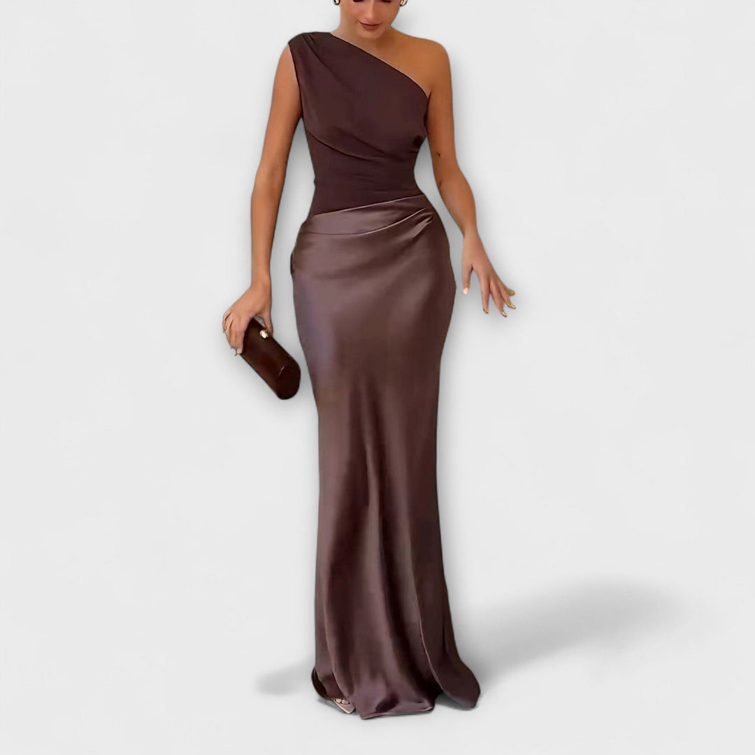 Elegante vestido maxi de un solo hombro Mujer