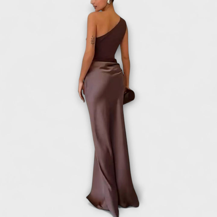 Elegante vestido maxi de un solo hombro Mujer