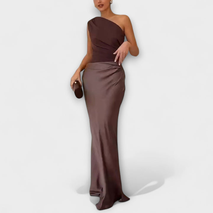 Elegante vestido maxi de un solo hombro Mujer