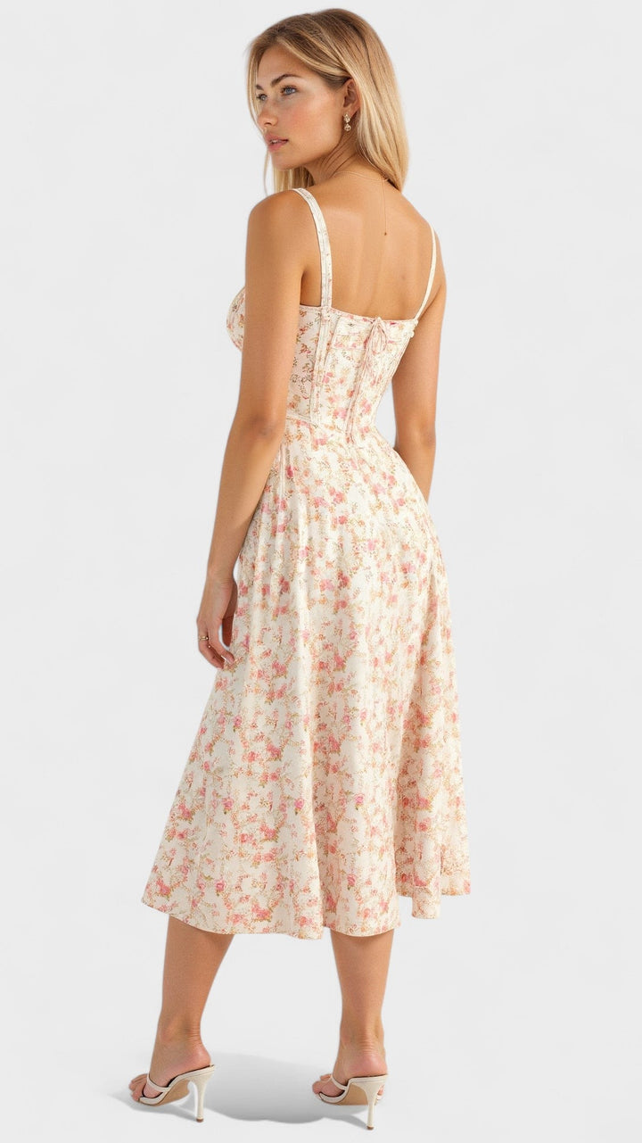 Carolina - Vestido floral con corsé ajustado