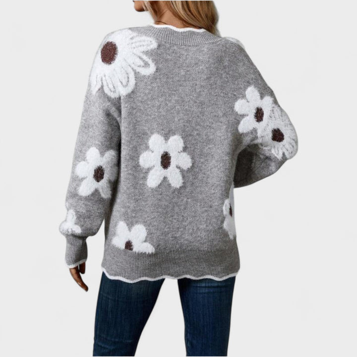 Elisa - Elegante jersey floral con cuello en V