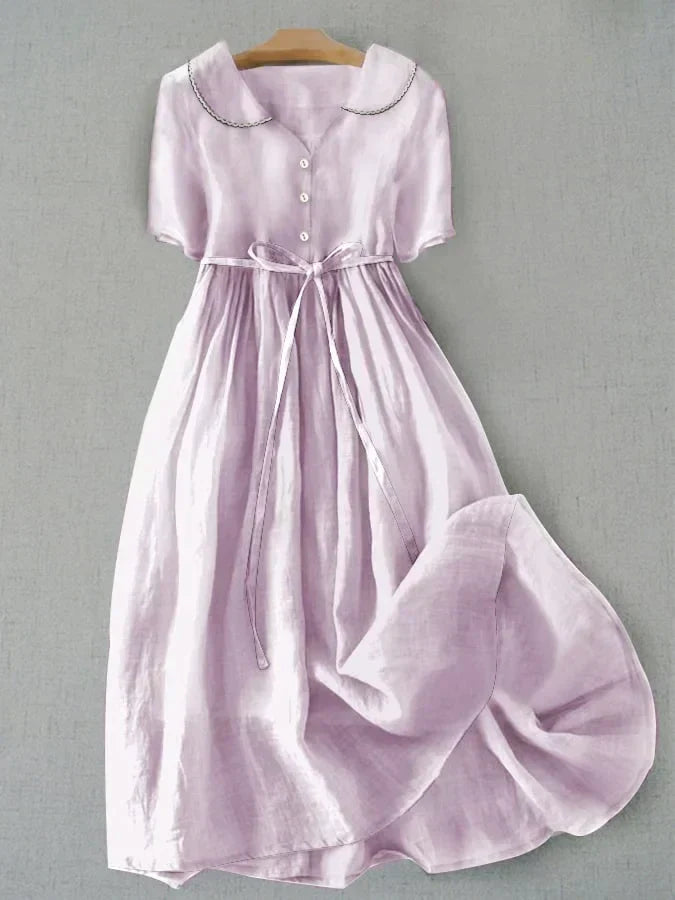 Isla | Elegante Vestido de Algodón-Lino de Manga Media