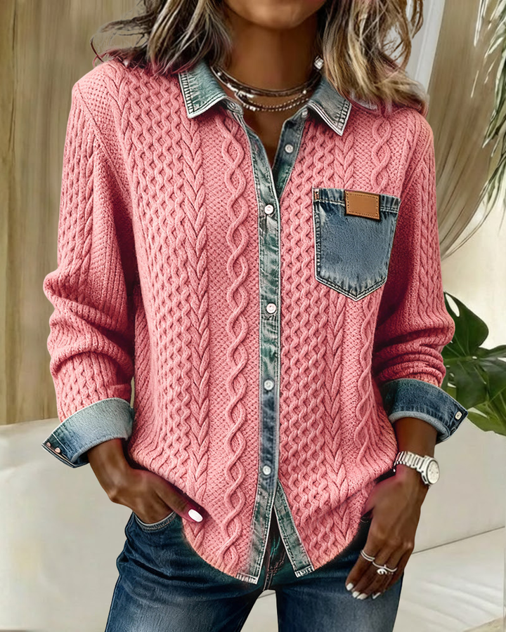 Juliane - Jersey de punto con detalles denim