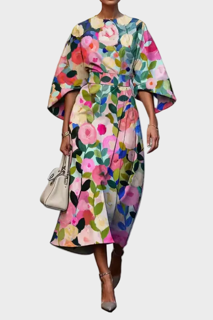 Moxlan - Vestido Floral Elegante Mujer