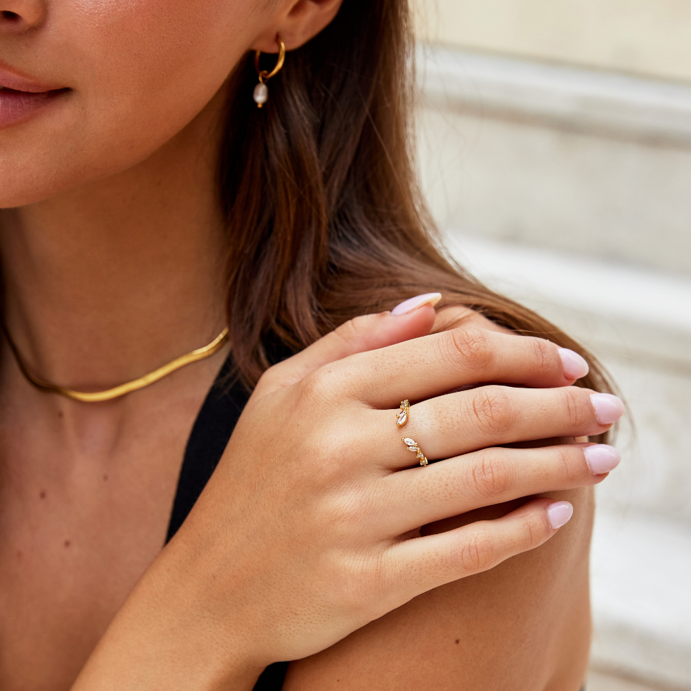 Noelia - Anillo de Vino de Cristal Dorado