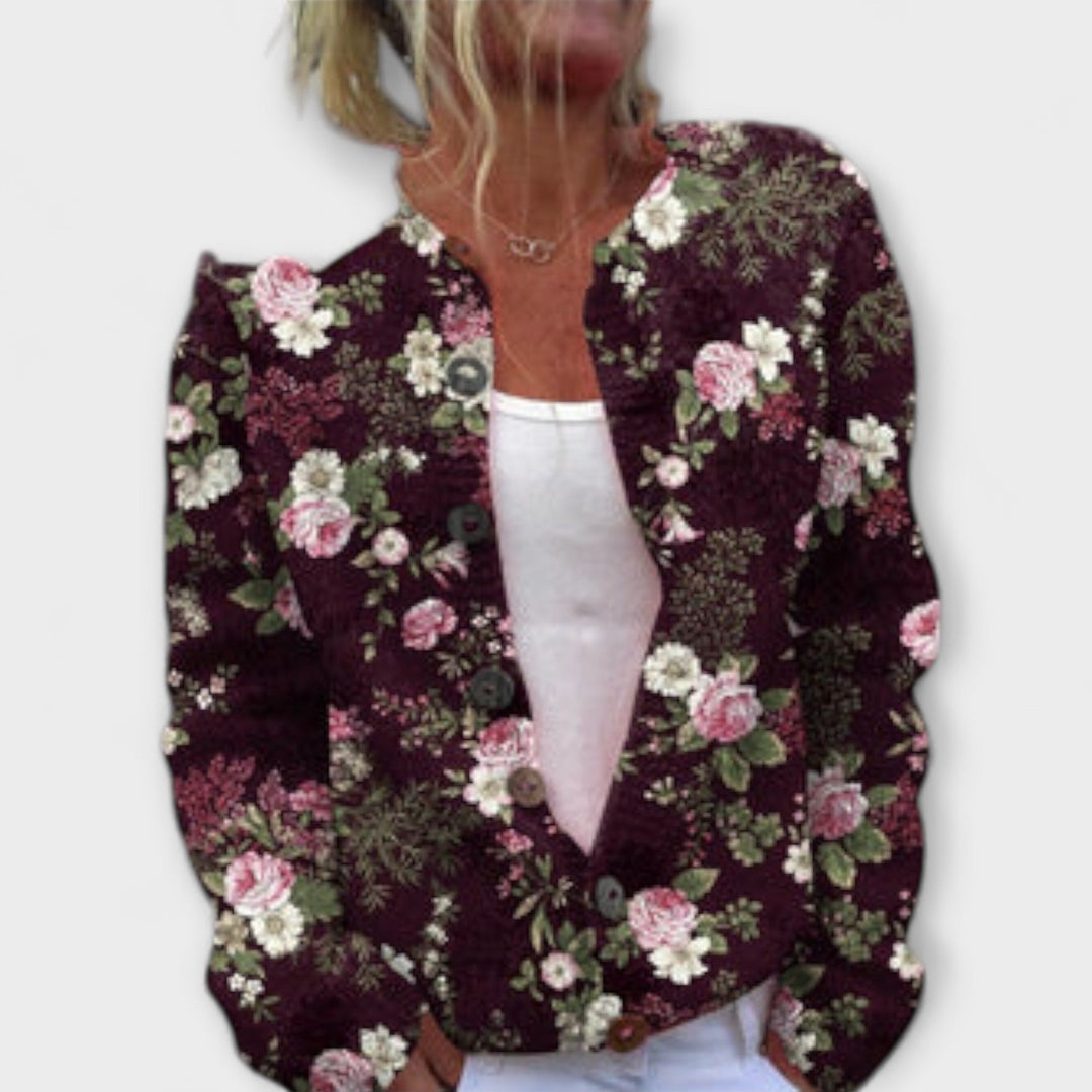 Juna - Cárdigan oscuro con motivo floral