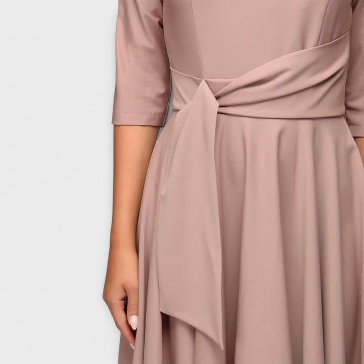 Ana - Vestido midi elegante con cintura con lazo