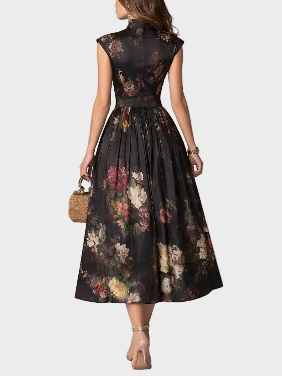 Elsa - Vestido midi plisado con estampado floral Mujer