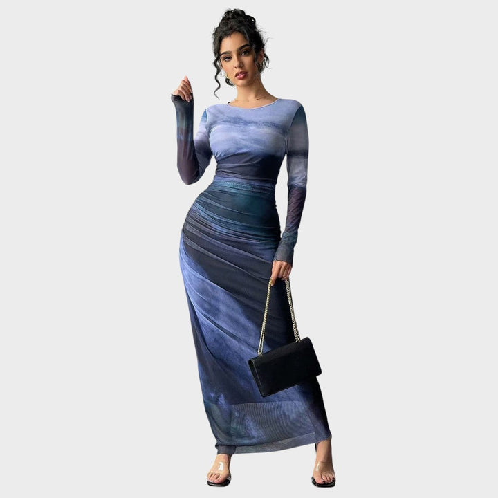 Amélia - Vestido maxi ajustado con mangas largas