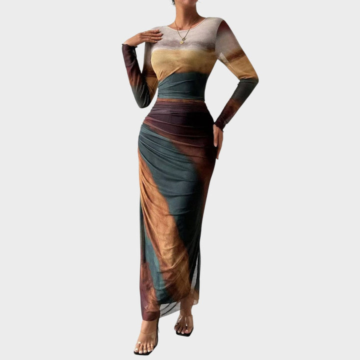 Amélia - Vestido maxi ajustado con mangas largas