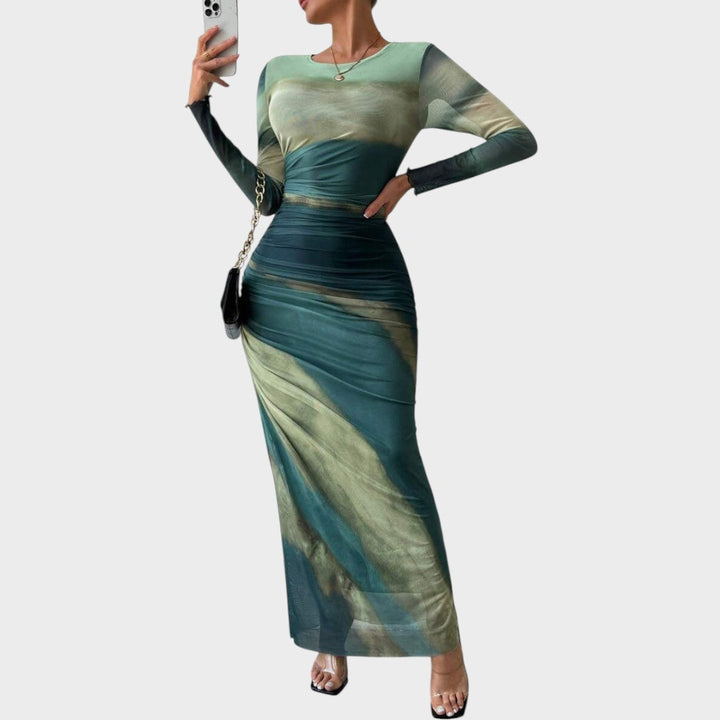 Amélia - Vestido maxi ajustado con mangas largas