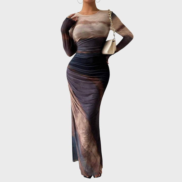 Amélia - Vestido maxi ajustado con mangas largas