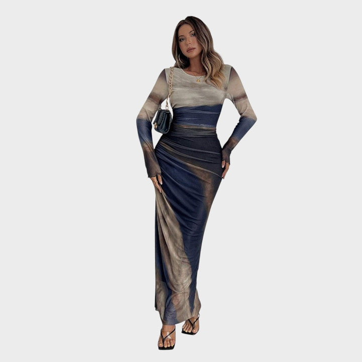 Amélia - Vestido maxi ajustado con mangas largas