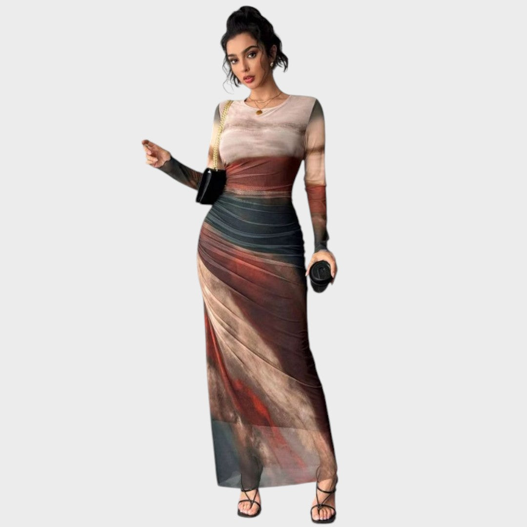 Amélia - Vestido maxi ajustado con mangas largas