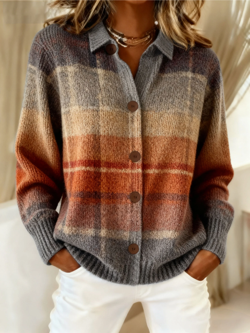 Céline | Cárdigan a cuadros ombré para el otoño