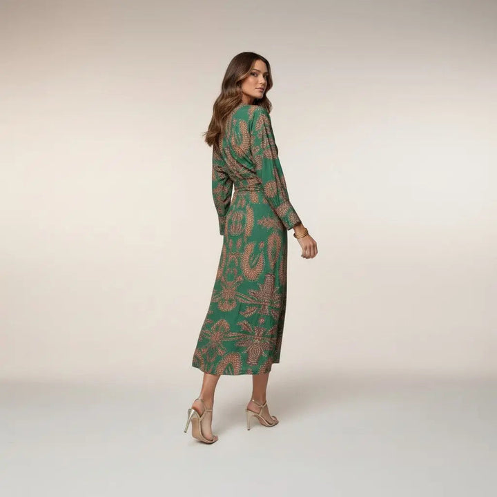 Isadora - Vestido Midi Elegante con Estampado Clásico y Atemporal