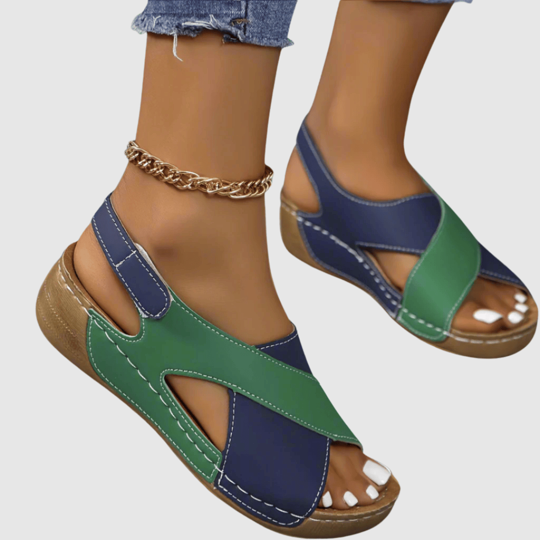 Hildegard – Sandalias de Cuero Bicolores Mujer