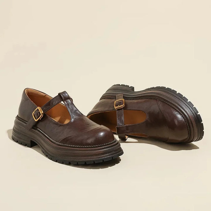 Mary Janes | Merceditas de piel con hebilla dorada