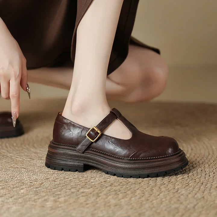 Mary Janes | Merceditas de piel con hebilla dorada