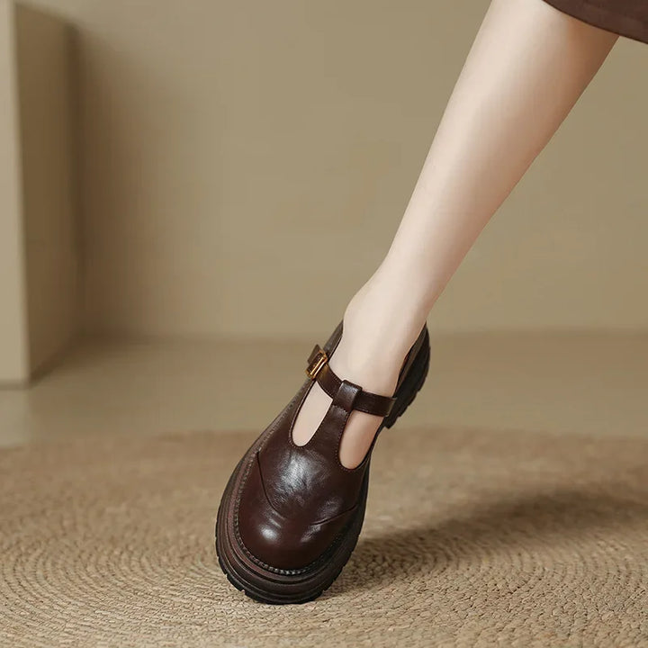 Mary Janes | Merceditas de piel con hebilla dorada
