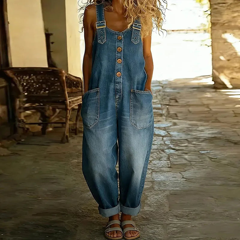 Madeleine - Mono Vintage de Algodón Suave con Aspecto de Denim | Total Look Tendencia
