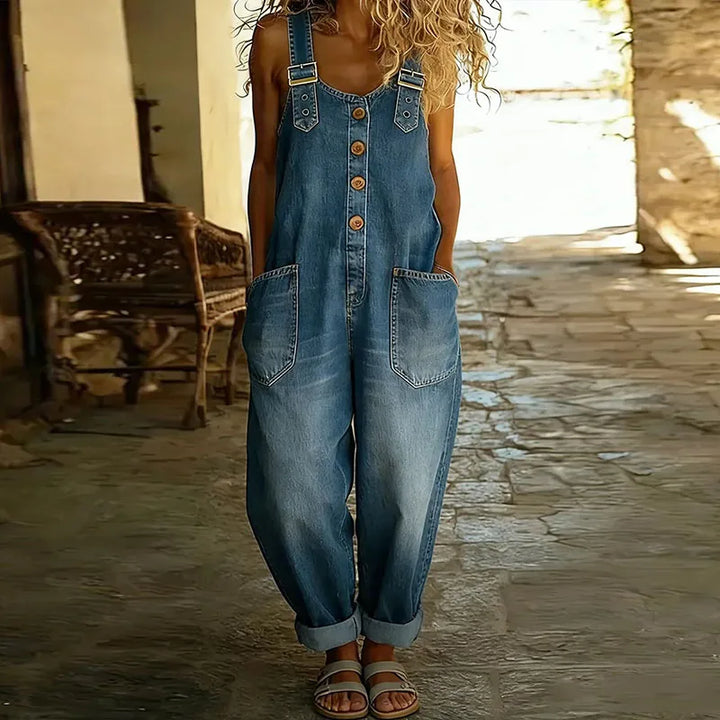Madeleine - Mono Vintage de Algodón Suave con Aspecto de Denim | Total Look Tendencia