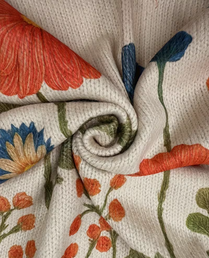 Wrenna - Cardigan con cremallera de flores silvestres