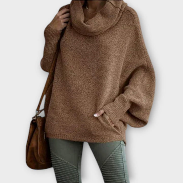 Ulrike - Suéter de cuello alto beige elegante