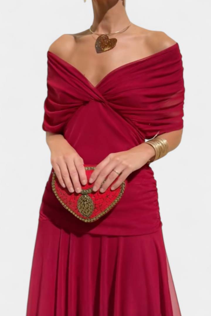 Magda - Vestido largo de flores con escote en V Mujer